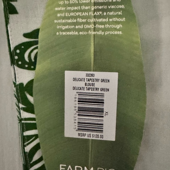 FARM Rio Green Botanical Crop Top NWT - Picture 4 of 8